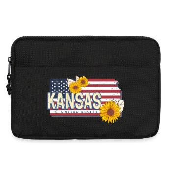 Kansas United States Retro Map Souvenir - Laptop bag 13" - black - Front