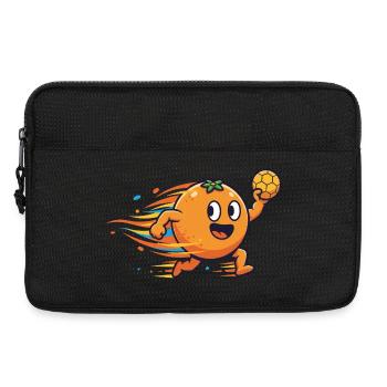 Lustige Handball Orange Cartoon Motiv - Laptoptasche 13" - Schwarz - Vorne