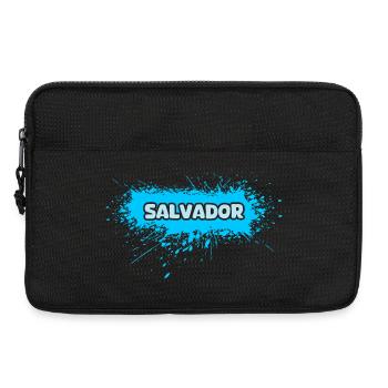 Salvador Blau Splash Schrift - Laptoptasche 13" - Schwarz - Vorne