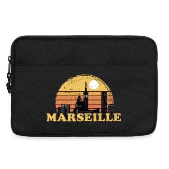 Marseille Couché de soleil Cadeau Vintage - Sacoche pour ordinateur portable 13 pouces - noir - Devant