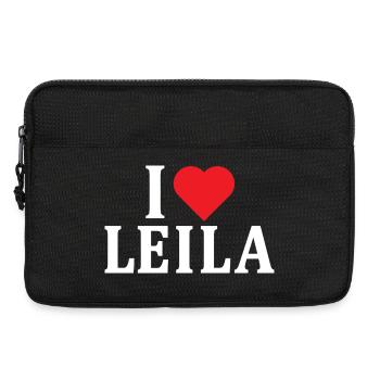 nom t-shirt J’aime Leila t-shirt idée cadeau - Sacoche pour ordinateur portable 13 pouces - noir - Devant