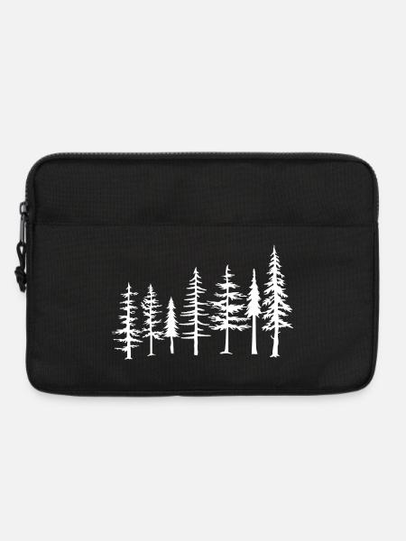 Einfarbige Kiefernwald-Silhouette - Laptoptasche 13" - Schwarz