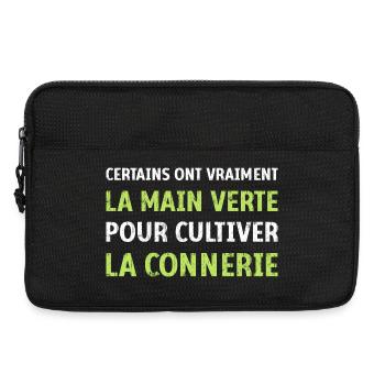La main verte pour cultiver la connerie humour - Sacoche pour ordinateur portable 13 pouces - noir - Devant