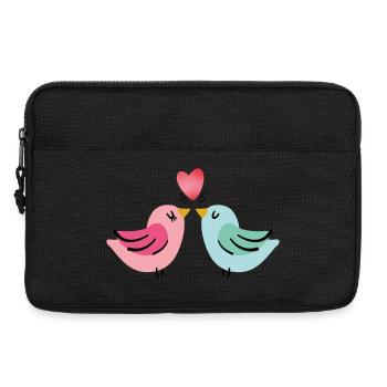 Oiseaux amoureux de cœur le jour de la Saint-Valentin - Sacoche pour ordinateur portable 13 pouces - noir - Devant