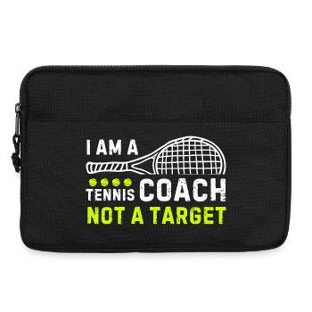 Tennistrainer Zitat mit Schläger-Motiv - Laptoptasche 13" - Schwarz - Vorne