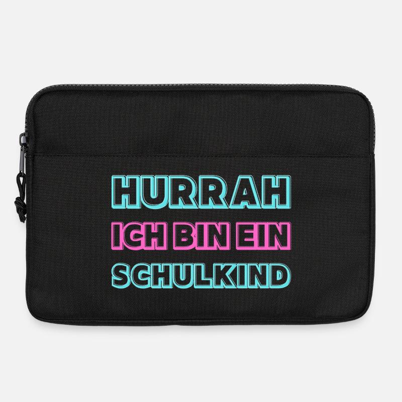 Hurra Schulkind Neon Schriftzug Mädchen - Laptoptasche 13" - Schwarz
