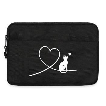 Minimalistische Katze mit Herz Line Art - Laptoptasche 13" - Schwarz - Vorne
