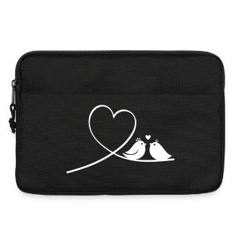 Romantic Couple of Birds with Heart Line Art - Laptop bag 13" - black - Front