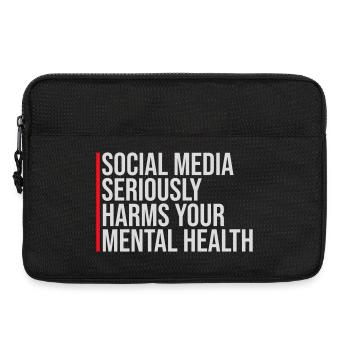 Social Media Seriously Harms Mental Health Spruch - Laptoptasche 13" - Schwarz - Vorne