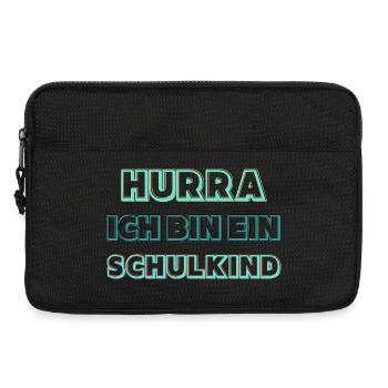 Hurra ich bin ein Schulkind – Einschulung Geschenk - Laptoptasche 13" - Schwarz - Vorne