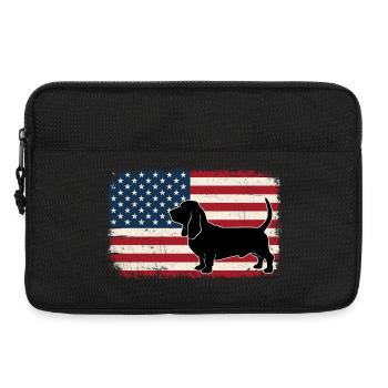 Basset Hound US-Flagge – Patriotischer Hundemama-Vater - Laptoptasche 13" - Schwarz - Vorne