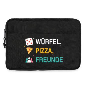Würfel, Pizza, Freunde – Spieleabend Motiv - Laptoptasche 13" - Schwarz - Vorne