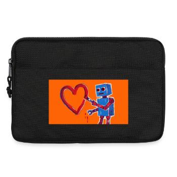Robotherz auf Neonorange Hintergrund - Laptoptasche 13" - Schwarz - Vorne