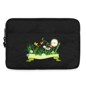 prairie printanière luxuriante avec des fleurs et des insectes - Sacoche pour ordinateur portable 13 pouces - noir - Devant