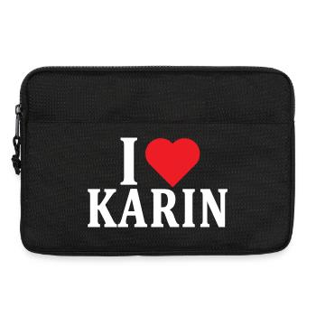 t-shirt J’aime Karin idée cadeau t-shirt - Sacoche pour ordinateur portable 13 pouces - noir - Devant