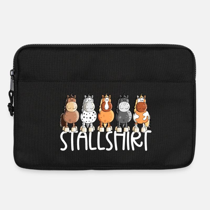 Drolliges Pferde Stallshirt Pferdestall - Laptoptasche 13" - Schwarz