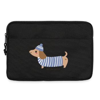 Oh my dog! - Blue stripes - Laptop bag 13" - black - Front