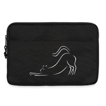 Dessin au trait de chat - Sacoche pour ordinateur portable 13 pouces - noir - Devant