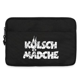 Kölsch Mädche mit Kölner Dom Köln (Vintage Weiß) - Laptoptasche 13" - Schwarz - Vorne