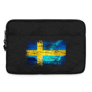 Drapeau suédois avec des aurores boréales dans un style vintage - Sacoche pour ordinateur portable 13 pouces - noir - Devant