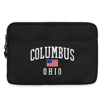 Emblème de Columbus, Ohio, avec drapeau américain - Sacoche pour ordinateur portable 13 pouces - noir - Devant