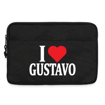 t-shirt prénom J’adore Gustavo t-shirt idée cadeau - Sacoche pour ordinateur portable 13 pouces - noir - Devant