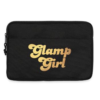 Glamping Camping Gold Girl Woman Holiday Camper Fan - Laptop bag 13" - black - Front