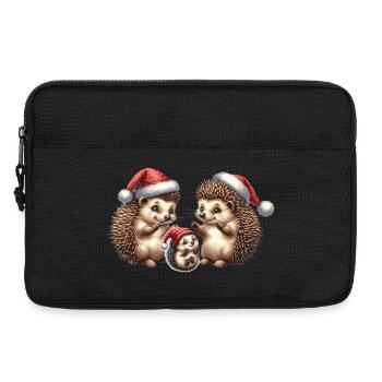 Noël | Une jolie famille de hérissons - Sacoche pour ordinateur portable 13 pouces - noir - Devant