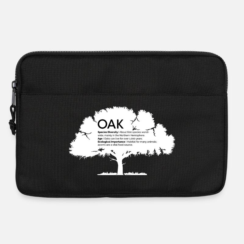 OAK Eichen mit Informationen Naturschutz Baum Wald - Laptoptasche 13" - Schwarz
