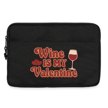 Wine Is My Valentine – Retro Wein Design - Laptop bag 13" - black - Front