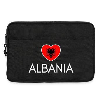 Drapeau de l’Albanie Cœur, j’aime l’Albanie - Sacoche pour ordinateur portable 13 pouces - noir - Devant