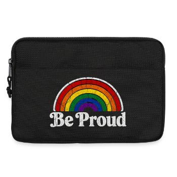 Be Proud LGBT Spruch Retro Regenbogen Motiv - Laptoptasche 13" - Schwarz - Vorne
