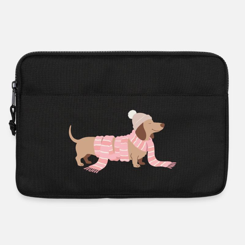 Winter Dackel Illustration - Laptoptasche 13" - Schwarz