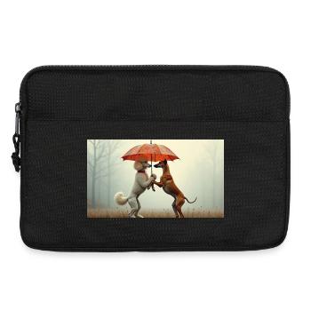 Chiens sous parapluie - Sacoche pour ordinateur portable 13 pouces - noir - Devant