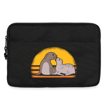 Robbe mit Baby niedliche Seehunde Robben Geschenk - Laptoptasche 13" - Schwarz - Vorne