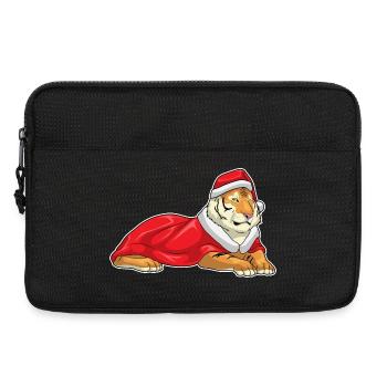 Chapeau de Père Noël tigre - Sacoche pour ordinateur portable 13 pouces - noir - Devant