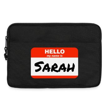 Hello My Name Is Sarah Label Name Tag - Laptop bag 13" - black - Front