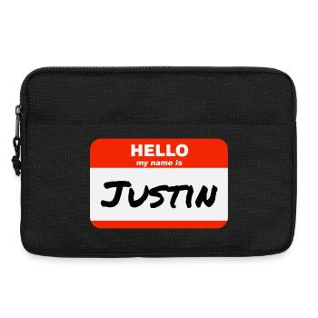 Hello My Name Is Justin Label Name Tag - Laptop bag 13" - black - Front