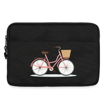 Pink Bicycle with Basket - Laptop bag 13" - black - Front