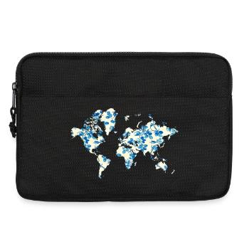 Carte du monde Fleurs Bleues - Sacoche pour ordinateur portable 13 pouces - noir - Devant