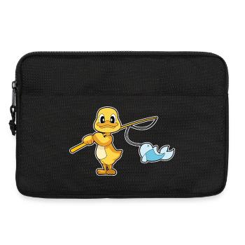 Ente Angler Fisch Angeln - Laptoptasche 13" - Schwarz - Vorne