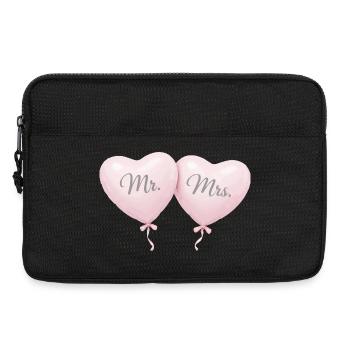 Motif du couple ballon en forme de cœur de Mrs Mme - Sacoche pour ordinateur portable 13 pouces - noir - Devant