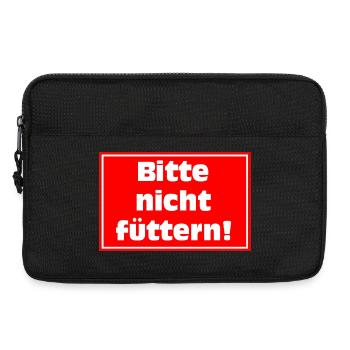 Please do not feed warning signs - Laptop bag 13" - black - Front