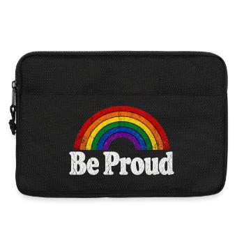 Be Proud LGBT Spruch Retro Regenbogen Motiv - Laptoptasche 13" - Schwarz - Vorne
