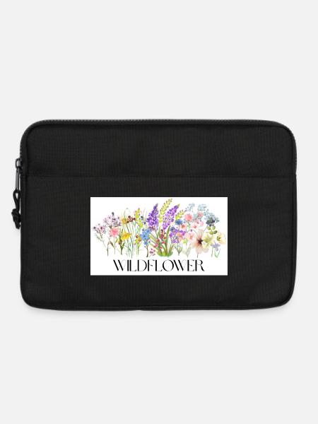 Blumenwiese Aquarell-Design - Laptoptasche 13" - Schwarz