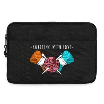 Tricoter avec amour – Art de la laine et des aiguilles - Sacoche pour ordinateur portable 13 pouces - noir - Devant