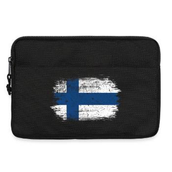 Drapeau de la croix nordique finlandaise imprimé - Sacoche pour ordinateur portable 13 pouces - noir - Devant