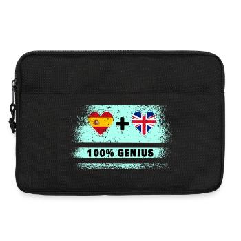 Spain and Great Britain flag 100% genius - Laptop bag 13" - black - Front