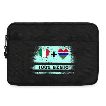 Italie et Gambie 100% drapeau de génie - Sacoche pour ordinateur portable 13 pouces - noir - Devant