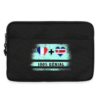 Drapeau France et Costa Rica 100% génial - Sacoche pour ordinateur portable 13 pouces - noir - Devant